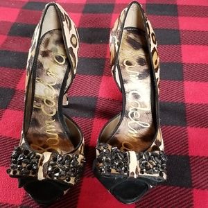 Sam Edelman fur leopard print heels